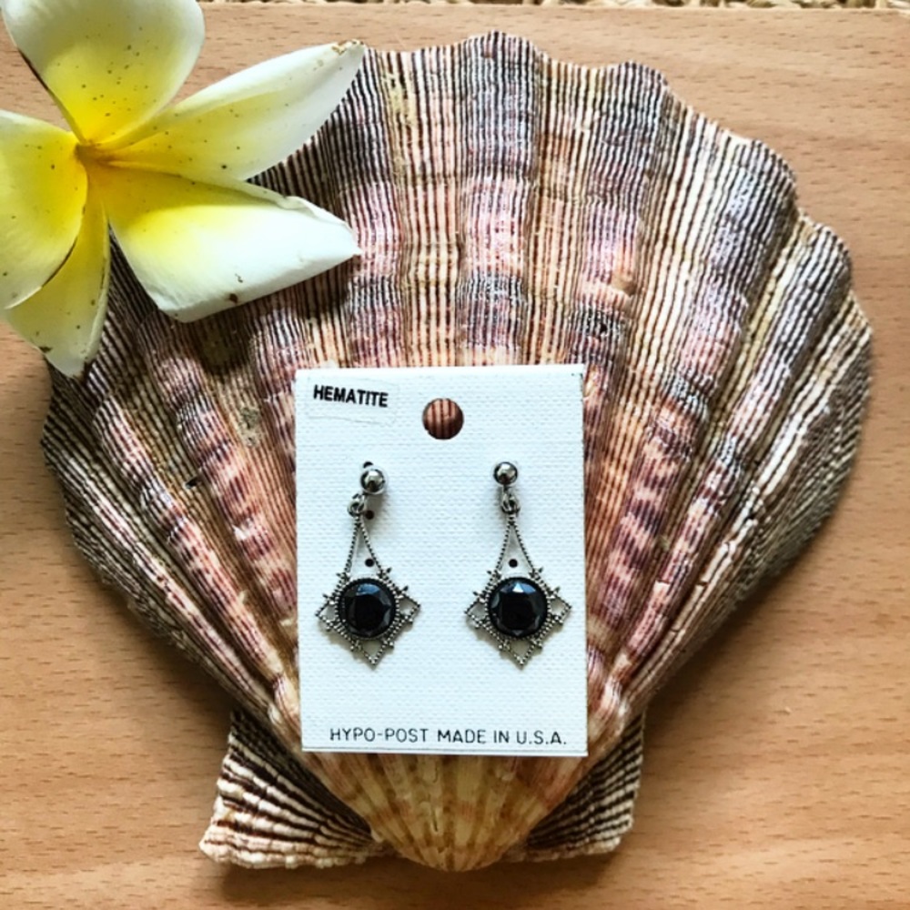 Silver Hematite Dangle Earrings